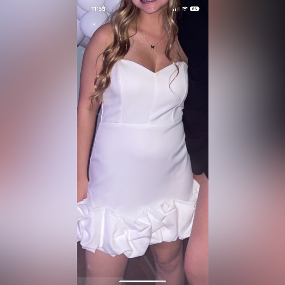 white, strapless DO+BE dress